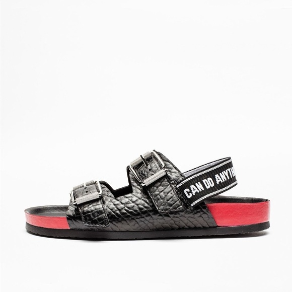 Zadig & Voltaire Alpha Words Sandals in Noir (Black) - Picture 1 of 11